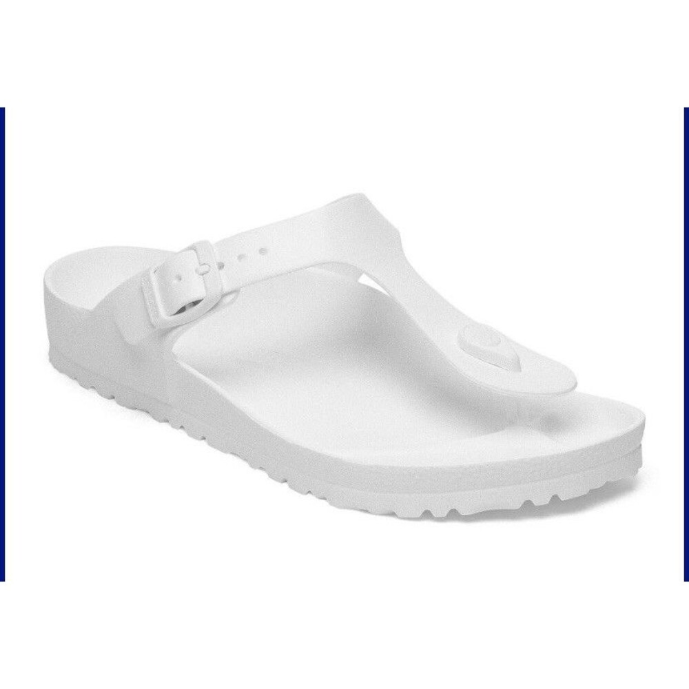 Birkenstock Gizeh Sandals EVA Womens Size 5 36 White Thong Adjustable Buckle